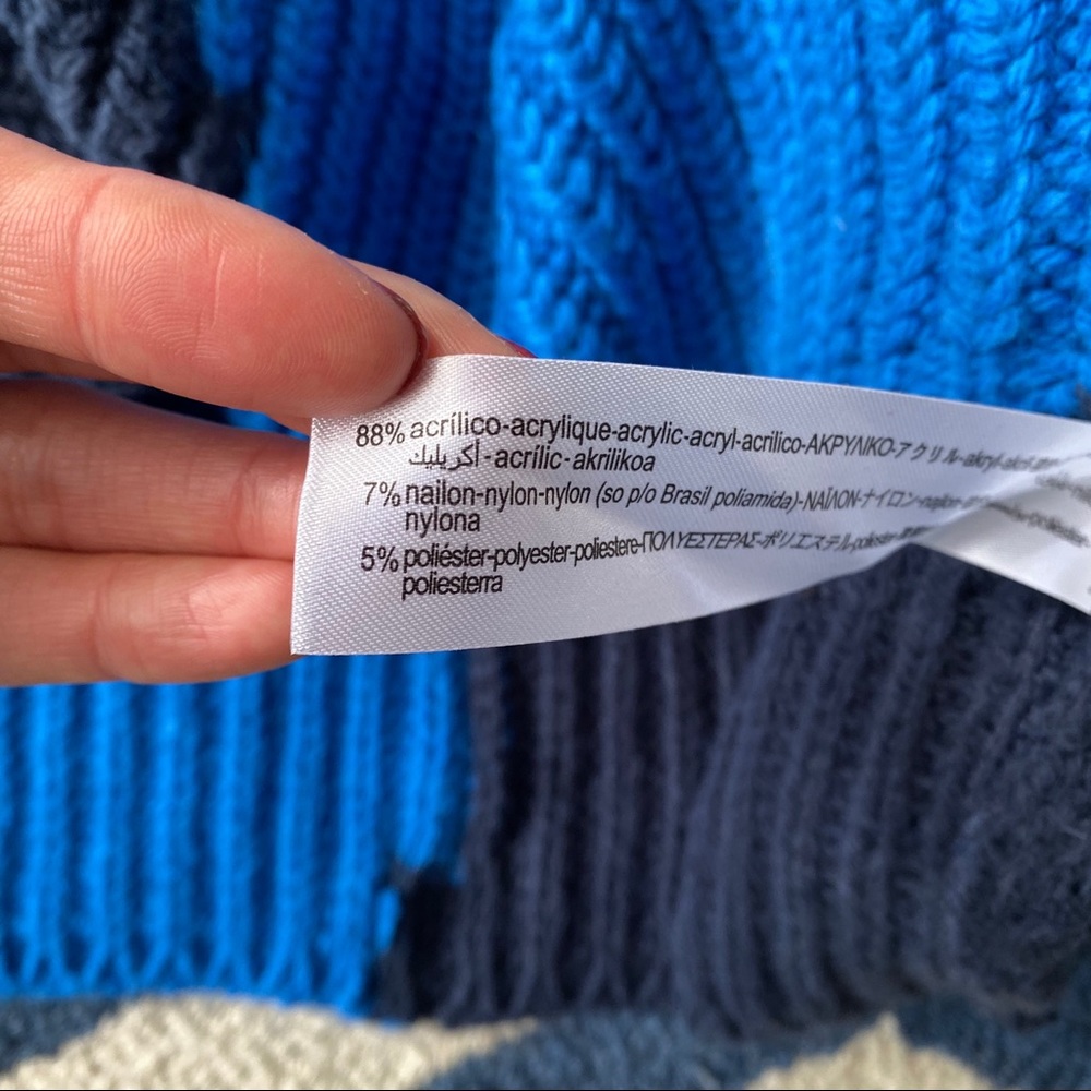 💙 ZARA BLUE NAVY COLOR BLOCK CHUNKY KNIT CROPPED JUMPER! - Picture 10 of 12